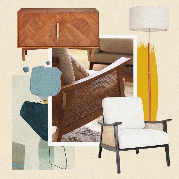A mid century mood board created by the John Lewis Home Design Stylists